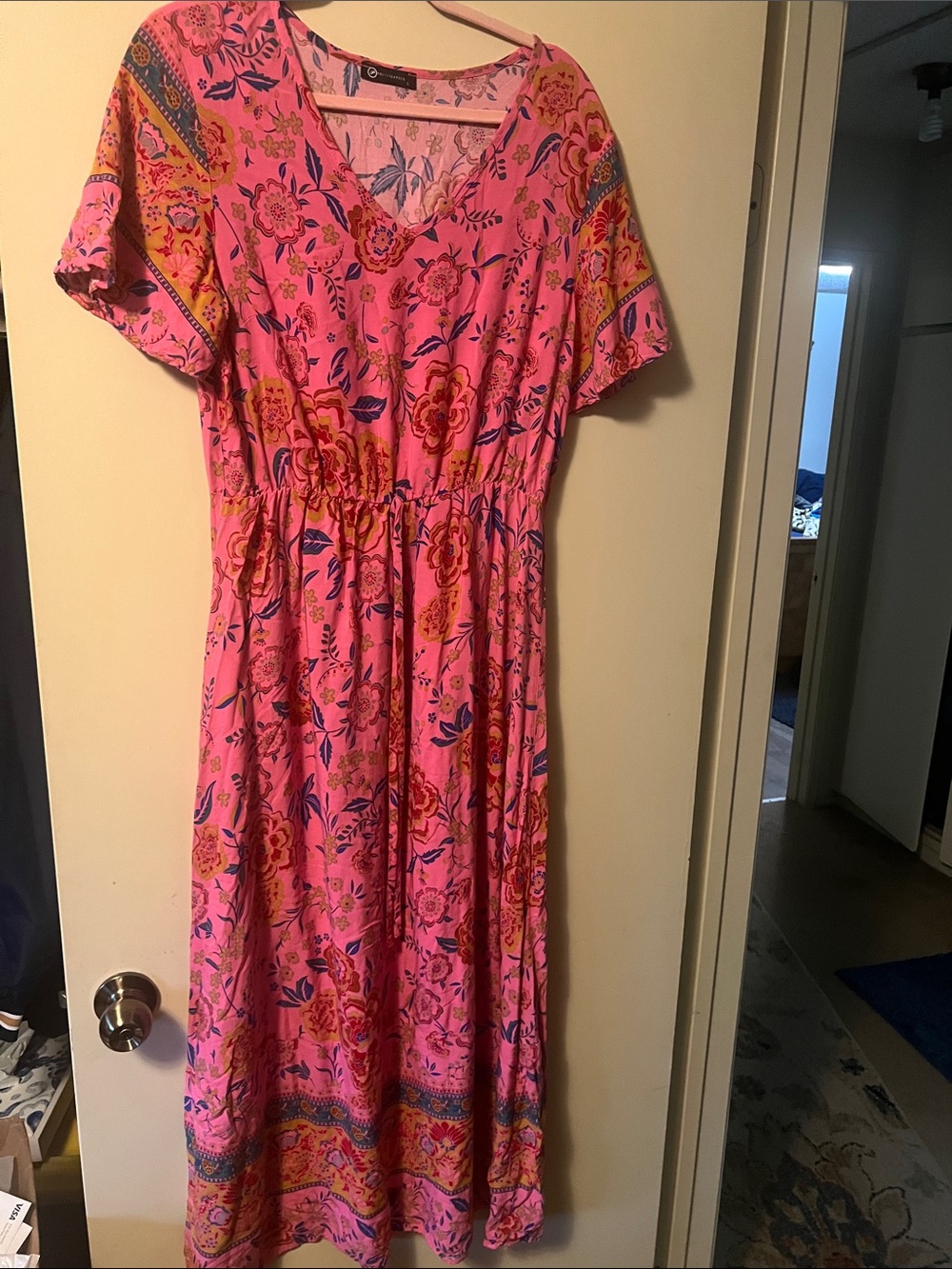 PRETTYGARDEN Casual Boho Floral Dress V Neck size large